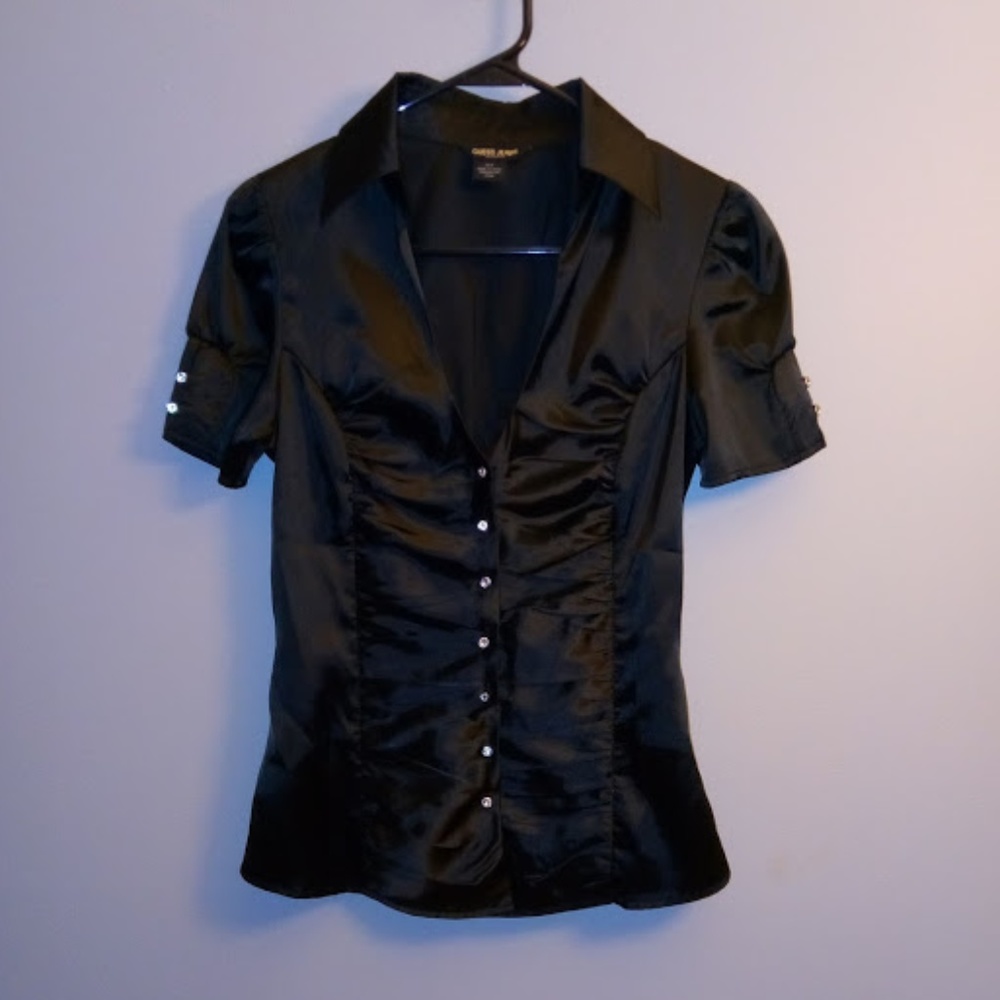 [Guess] Black Silk Button Down (Size S)